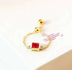 A0051**925(包金)紅方呎戒子