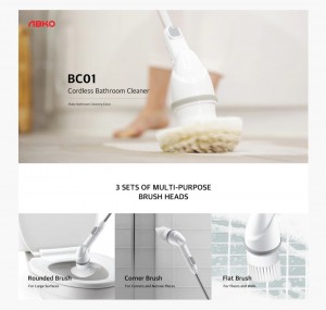 ABKO BC01 韓國 Cordless Bathroom Cleaner 無線充電浴室清潔器 附送3擦頭 / 防水 / 輕巧 / 可伸展 / USB充電 / IPX4 (OHELLA Neospin 香港版)